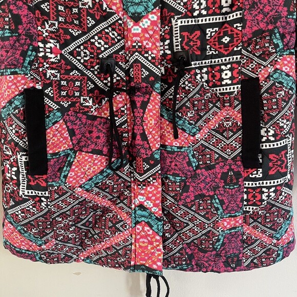 MINKPINK Colorful Quilted Jacket Size S Mid Length Coat Faux Fur Hooded Casual - Picture 3 of 15